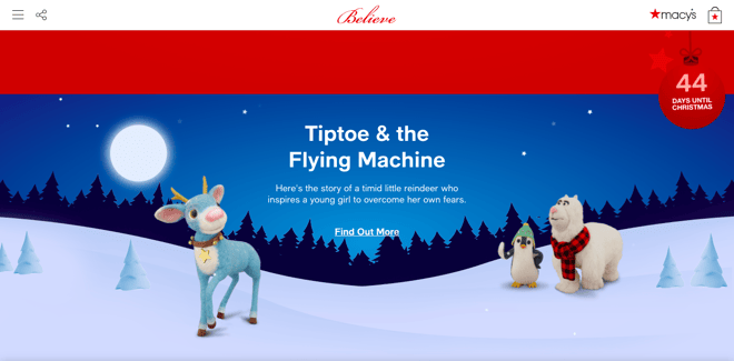 An example of blue being used to tell a story on macys.com